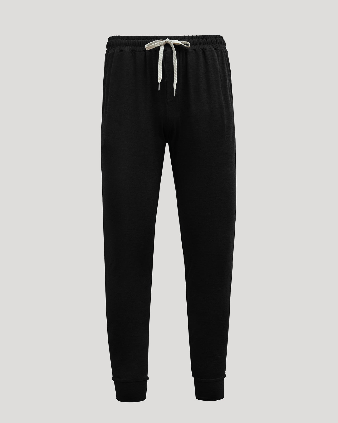 Black Tall Active Joggers with elastic waistband, white drawstring, tapered legs.