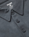 Carbon Tall Pima Polo, dark gray with button-front and stitched collar.