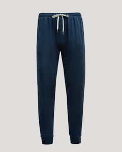 True ClassicDark Heather Navy Tall Active Joggers with elastic waistband, white drawstring.
