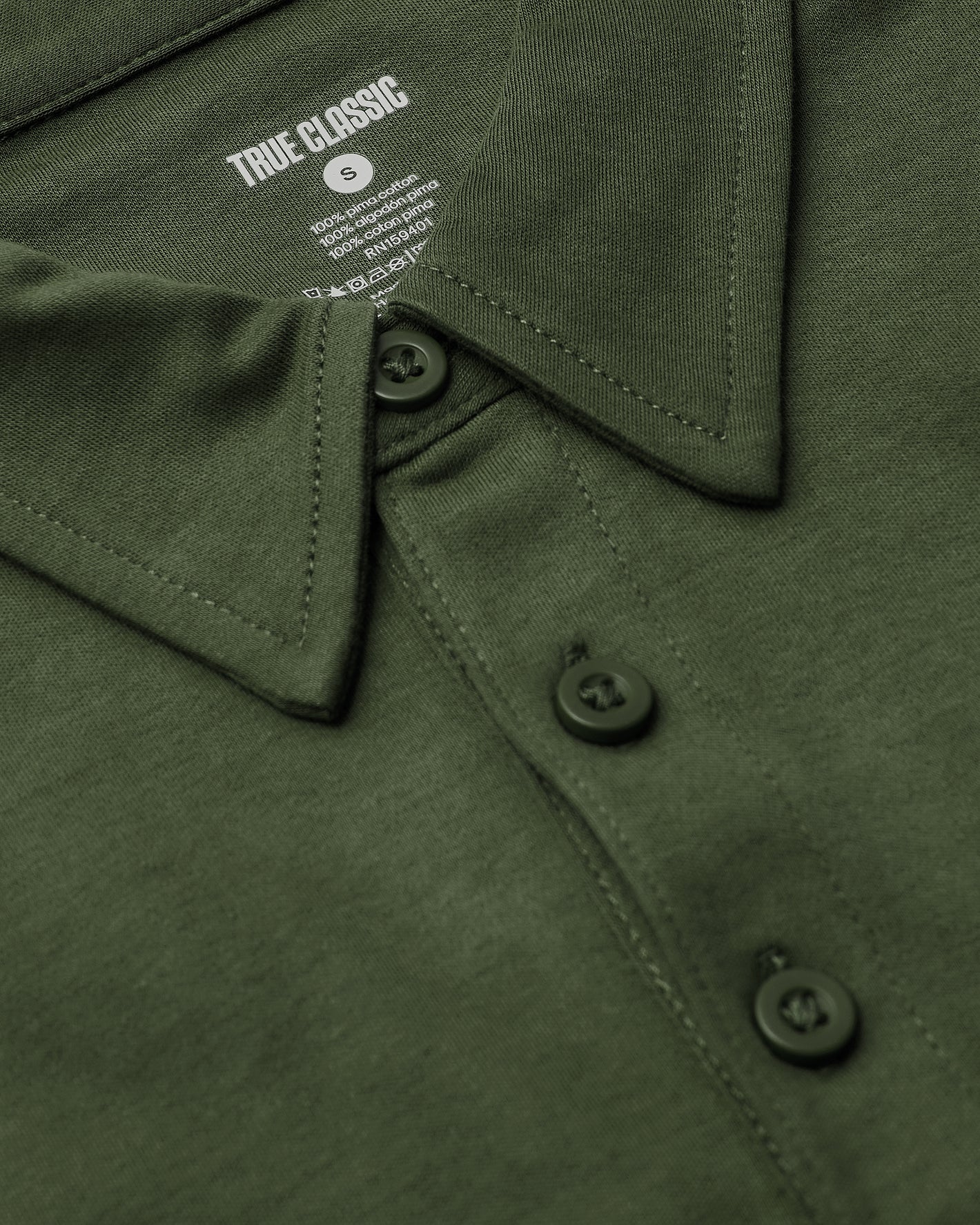 Grove Tall Premium Pima Polo with collar, placket, and buttons.