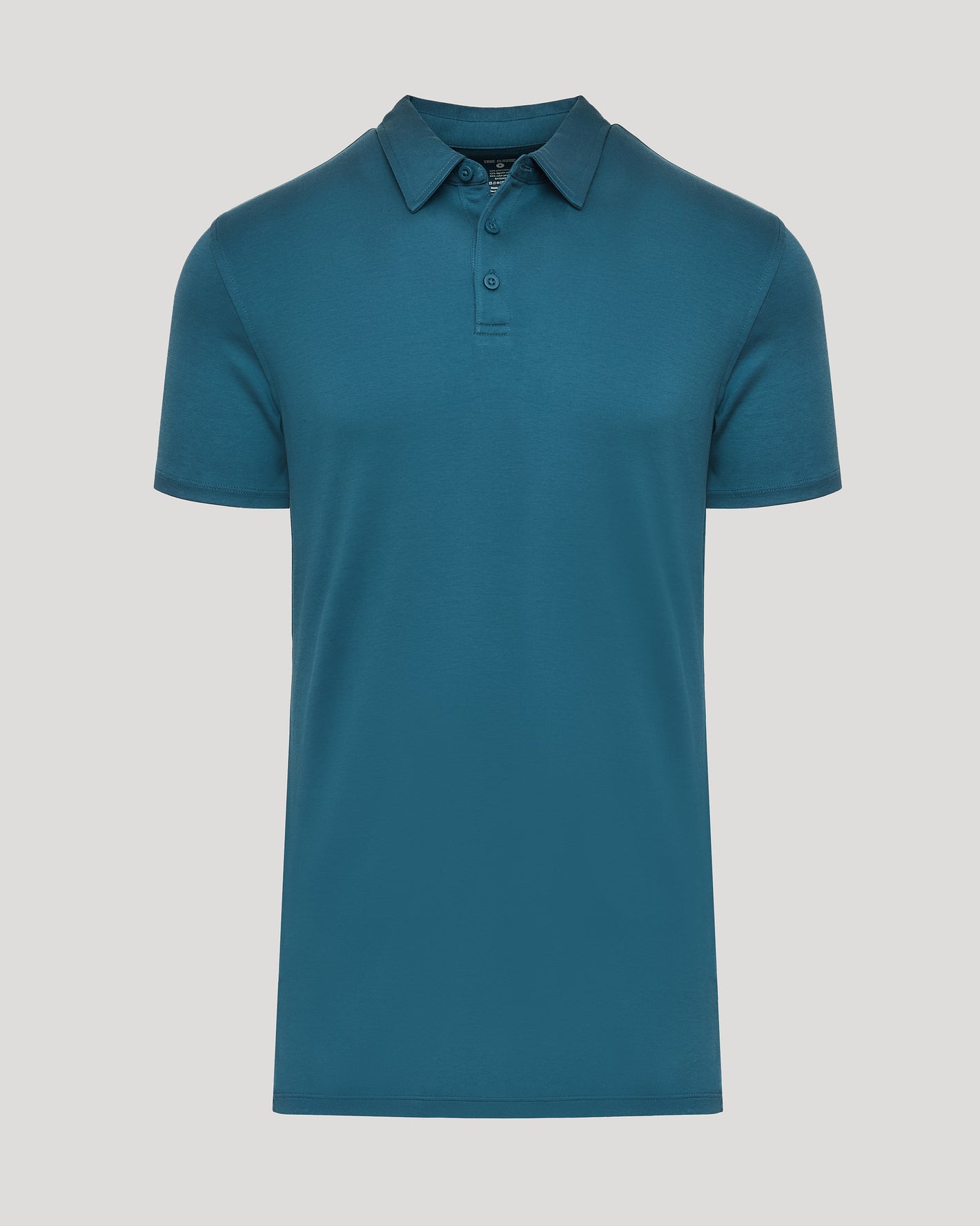 Lagoon Tall Pima Polo, solid teal, short sleeves, classic collar, tailored fit.