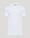 White Tall Premium Pima Polo with fold-over collar and three-button placket.