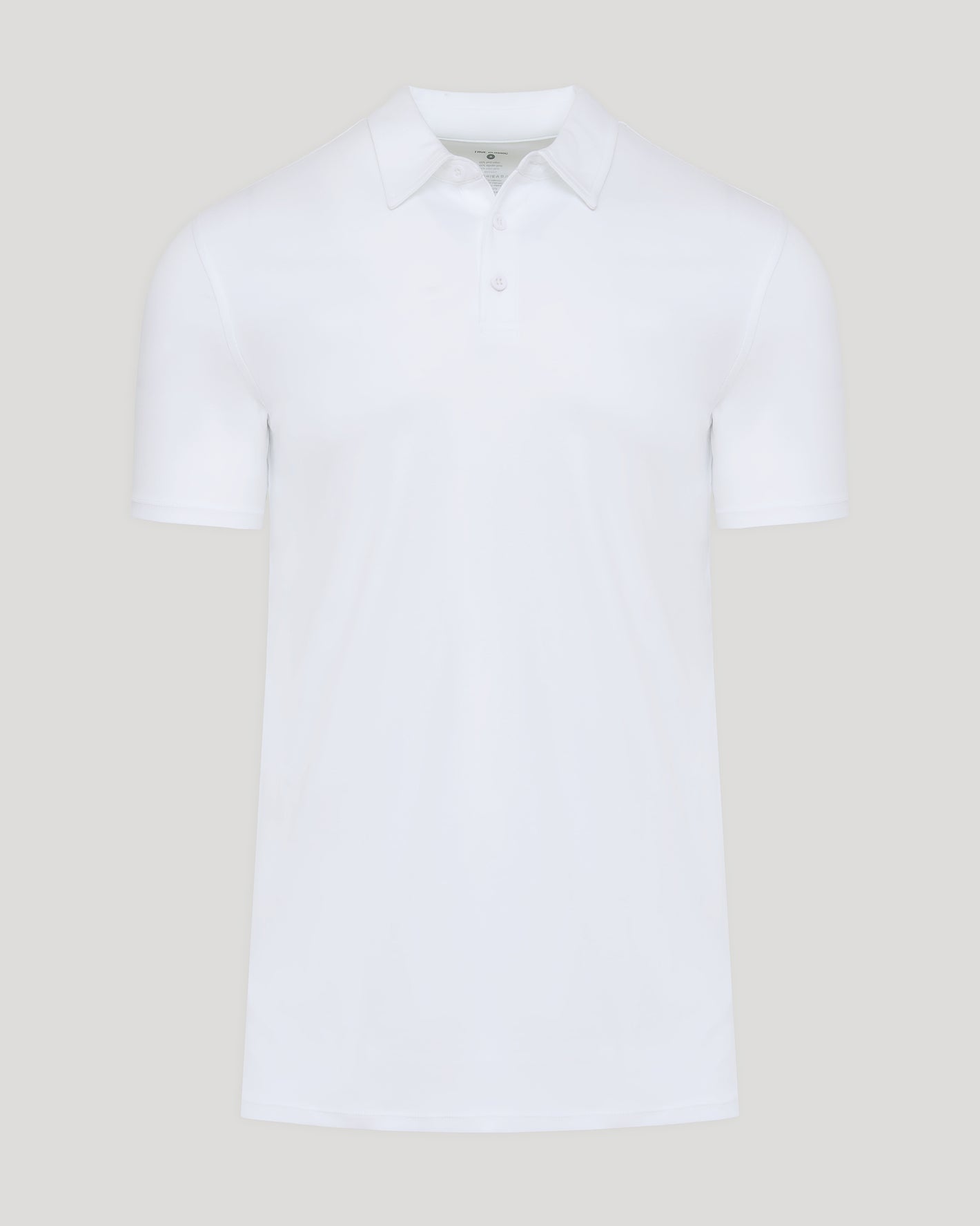 White Tall Premium Pima Polo with fold-over collar and three-button placket.