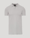 Heather Gray Tall Dressy Polo, short-sleeve with two-button placket and ribbed cuffs.