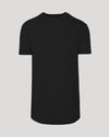 Black Short Sleeve Tall Curved Hem Crew on light-gray background.