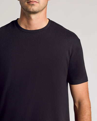 Tall Classic Curved Hem Crew Neck - Black