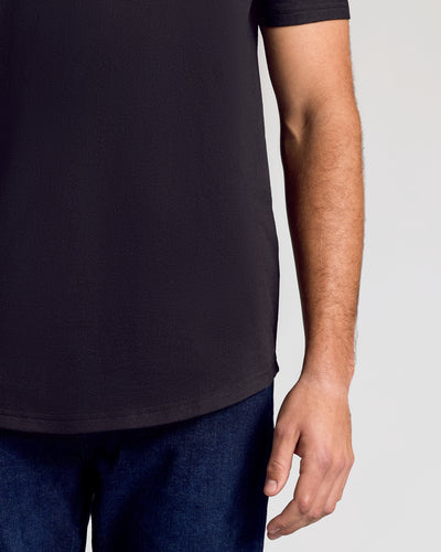 Tall Classic Curved Hem Crew Neck - Black
