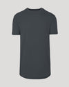 Carbon Short Sleeve Tall Curved Hem Crew, dark-gray, front view, neutral background.
