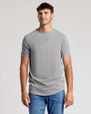Heather Gray Short Sleeve Tall Curved Hem Crew on a relaxed young man.