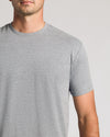 Heather Gray Short Sleeve Tall Curved Hem Crew on model's upper torso.