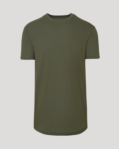 Tall Classic Curved Hem Crew Neck - Military Green