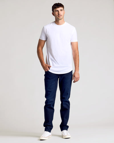 Tall Classic Curved Hem Crew Neck - White
