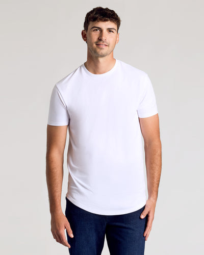 Tall Classic Curved Hem Crew Neck - White