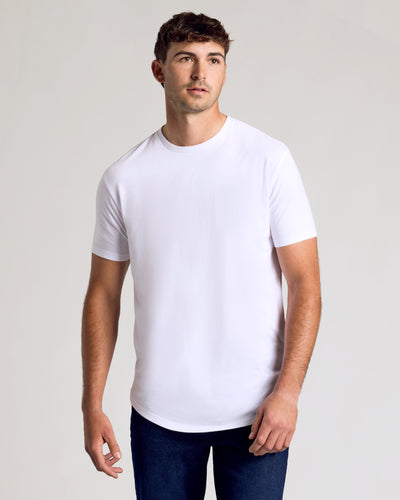All White Short Sleeve Tall Curved Hem Crew 6-Pack