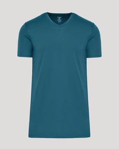True ClassicLagoon Tall Premium Pima V-Neck in solid teal.