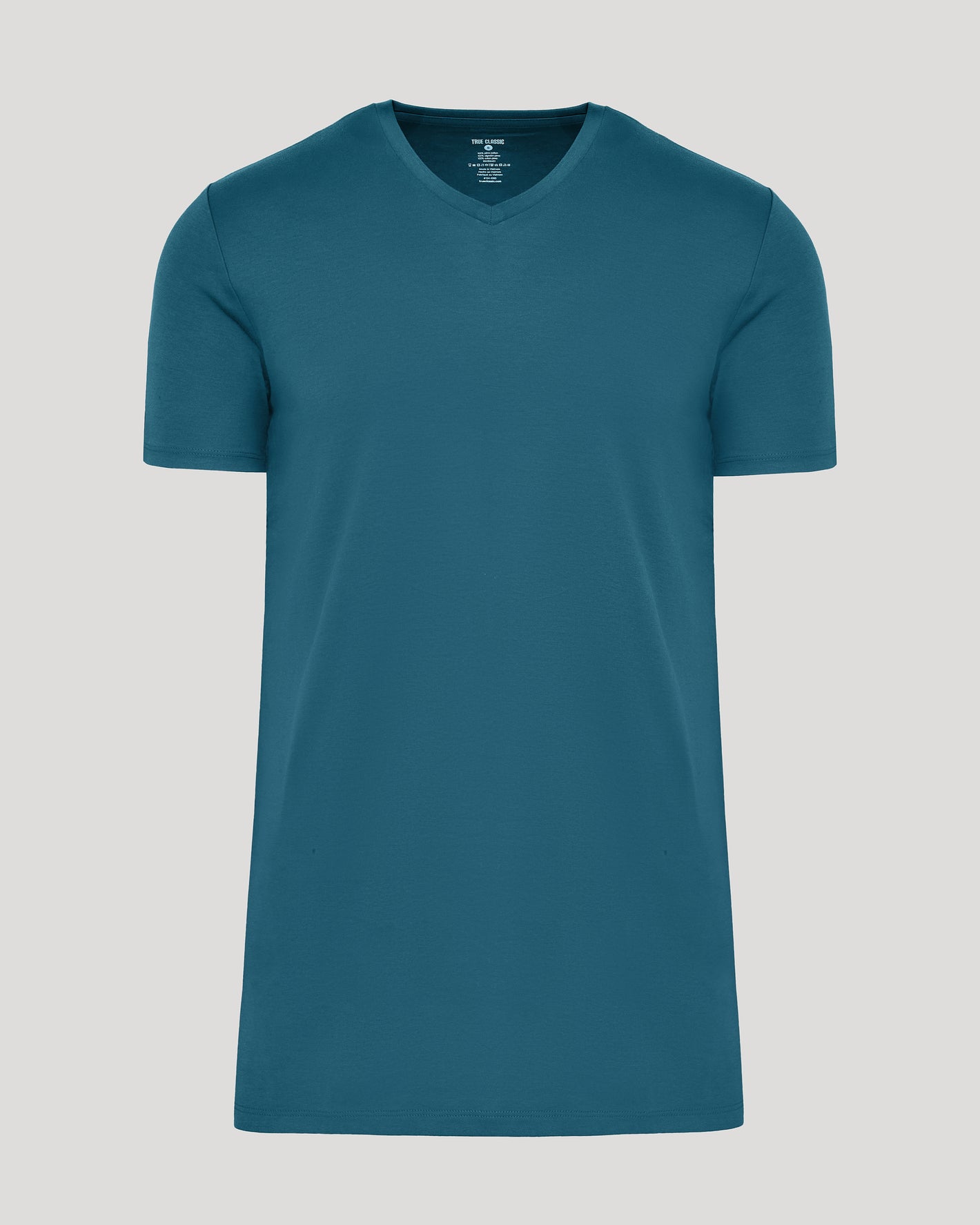 Lagoon Tall Premium Pima V-Neck in solid teal.