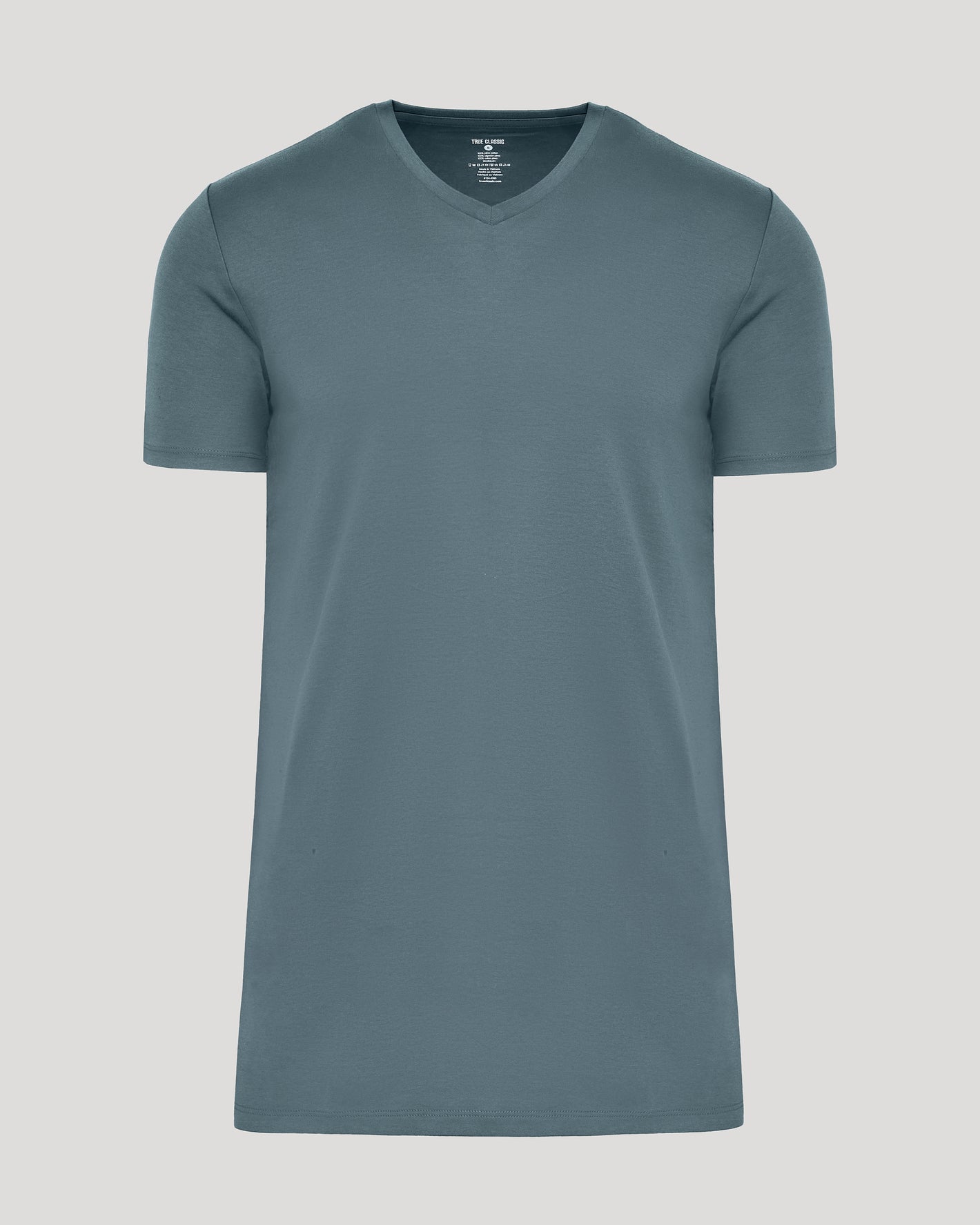 Tempest Tall Pima V Neck: Classic V-neck T-shirt in muted teal.