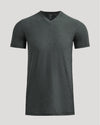 Charcoal Heather Gray Tall Active V-Neck T-shirt against neutral backdrop.