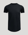 Black Tall Premium Pima Crew Curved Hem T-shirt, elongated hem, tailored fit.