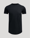 Black Tall Pima Cotton Blend Curved Hem Crew