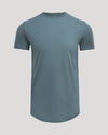 Tempest Tall Premium Pima Crew Curved Hem T-shirt, slate-blue, flat display.