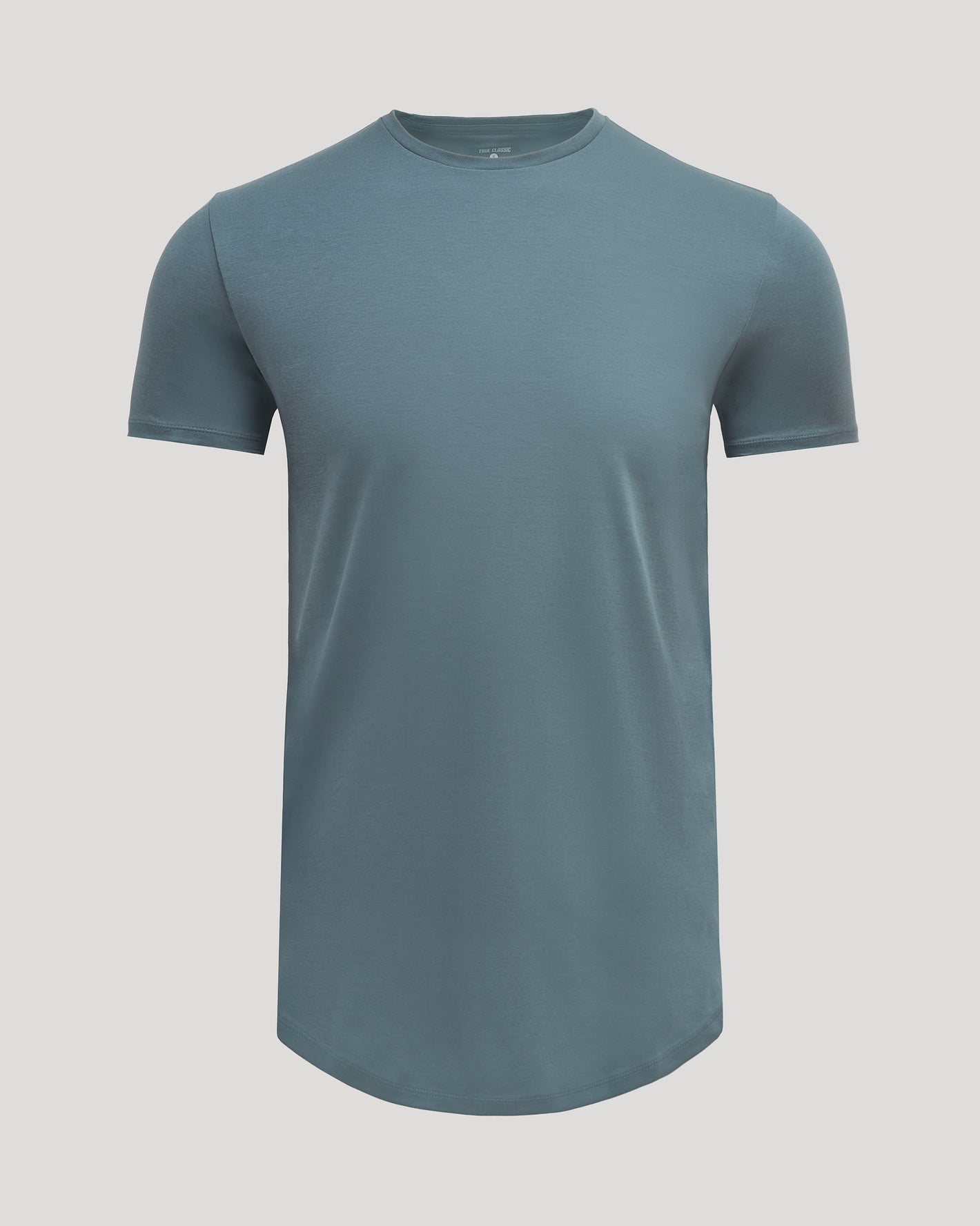 Tempest Tall Premium Pima Crew Curved Hem T-shirt, slate-blue, flat display.
