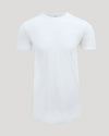 White Tall Premium Pima Crew Curved Hem T-shirt, tailored for taller frames.