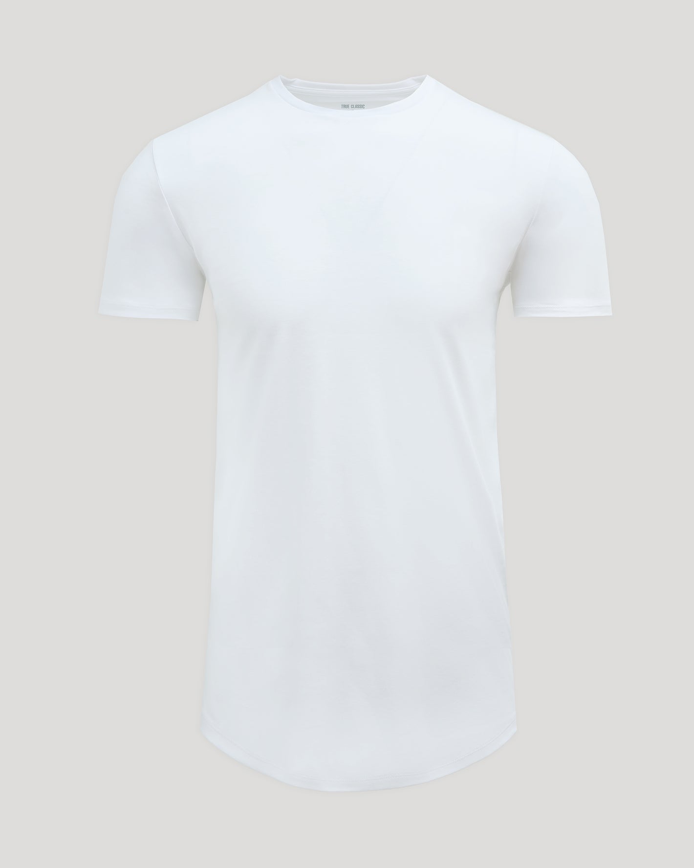 White Tall Premium Pima Crew Curved Hem T-shirt, tailored for taller frames.