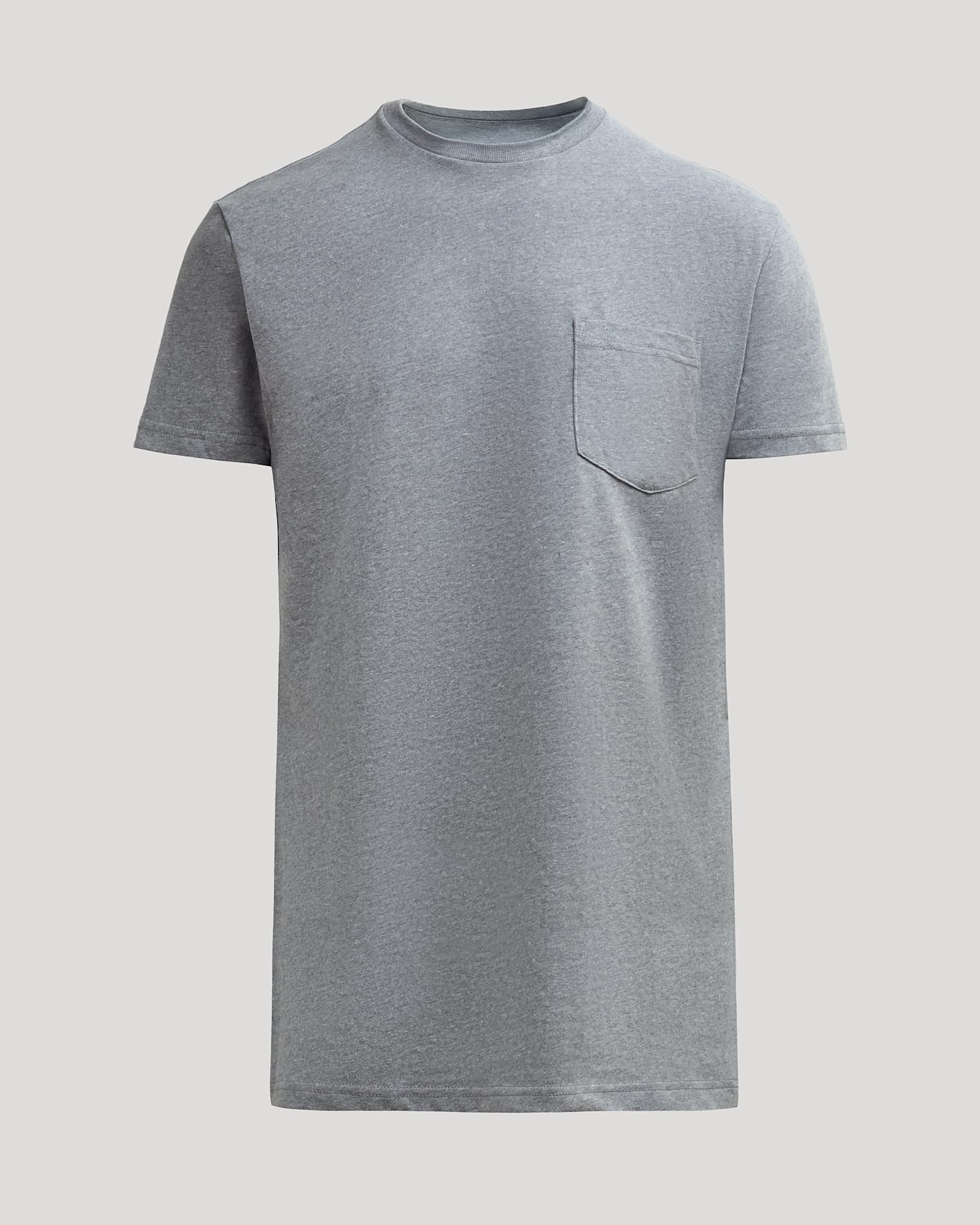 Heather Gray Tall Heavyweight Pocket Crew T-shirt with chest pocket.