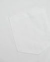 All White Tall Heavyweight Pocket Crew Neck close-up with pocket stitching.