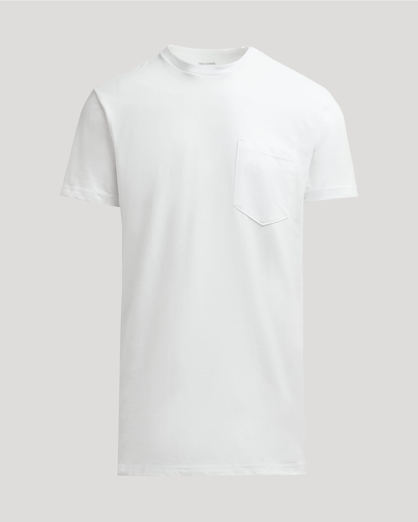 White Tall Heavyweight Pocket Crew with short sleeves and a chest pocket.