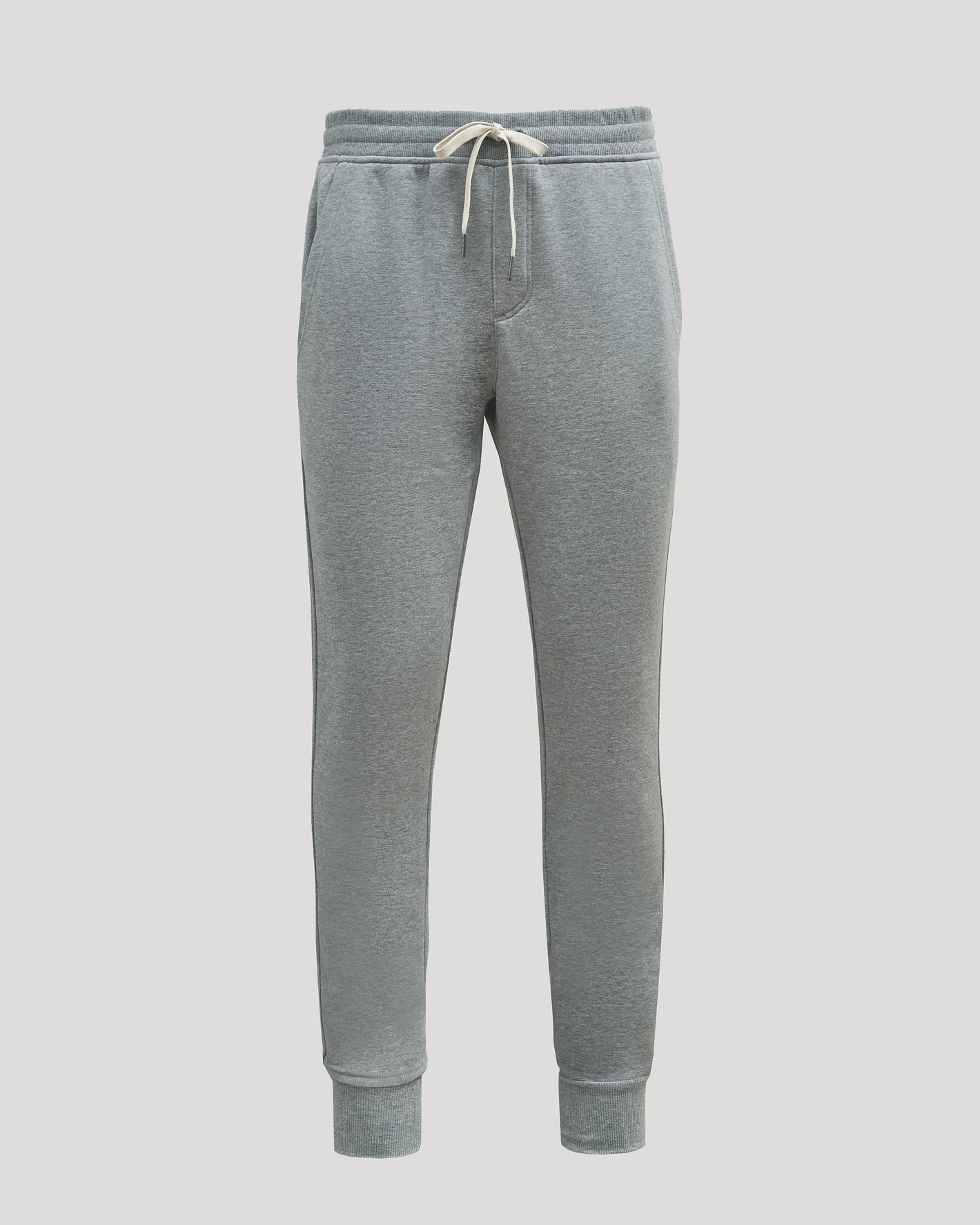 Medium Heather Gray Tall Fleece French Terry Joggers with elastic waistband.