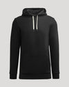 Black Tall Fleece French Terry Pullover Hoodie with white drawstrings.