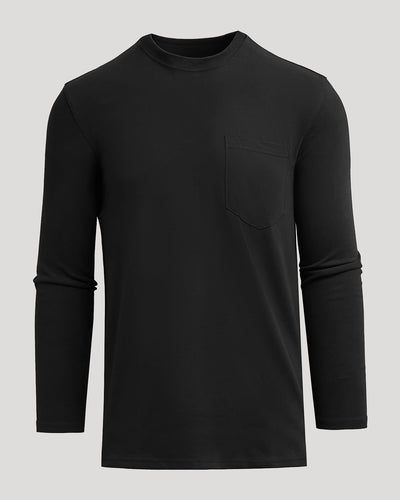 Tall Heavyweight Long Sleeve Pocket Crew - Black
