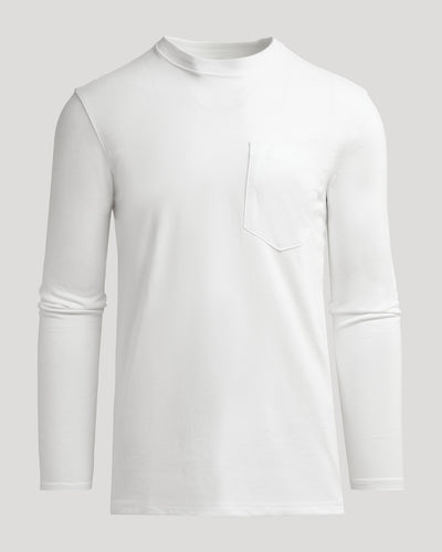 Tall Heavyweight Long Sleeve Pocket Crew - White
