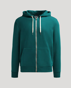 True ClassicDeep Emerald Fleece French Terry Zip Hoodie with drawstring hood and kangaroo pocket.