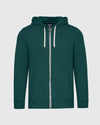 Emerald Fleece French Terry Zip Hoodie with hood, zipper, and kangaroo pocket.