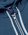 Fiord Fleece French Terry Zip Hoodie with white drawcords and metal zipper.