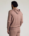 Person from behind in Slate Mauve Fleece French Terry Zip Hoodie.