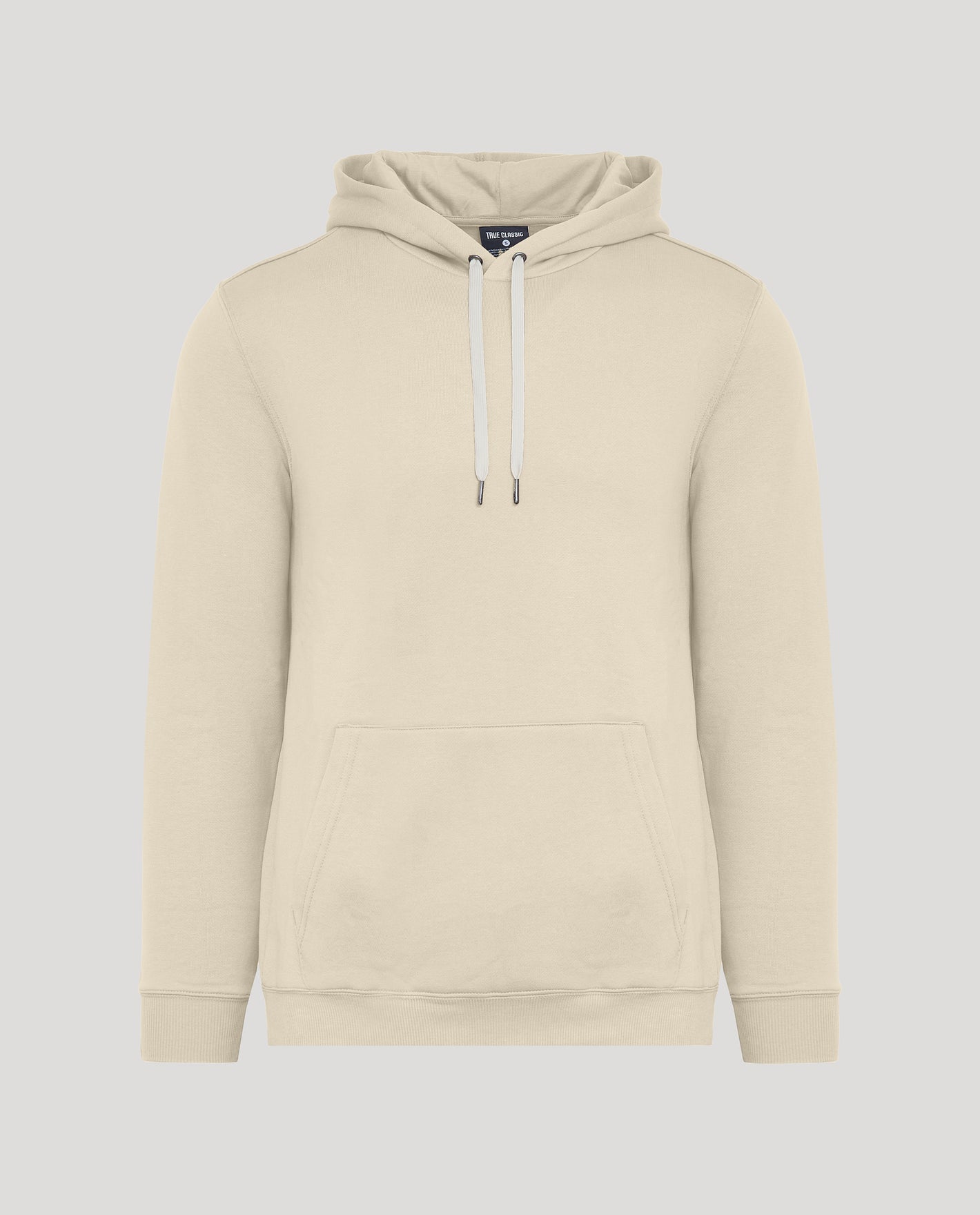 Dune Fleece French Terry Pullover Hoodie with drawstring hood and front pocket.
