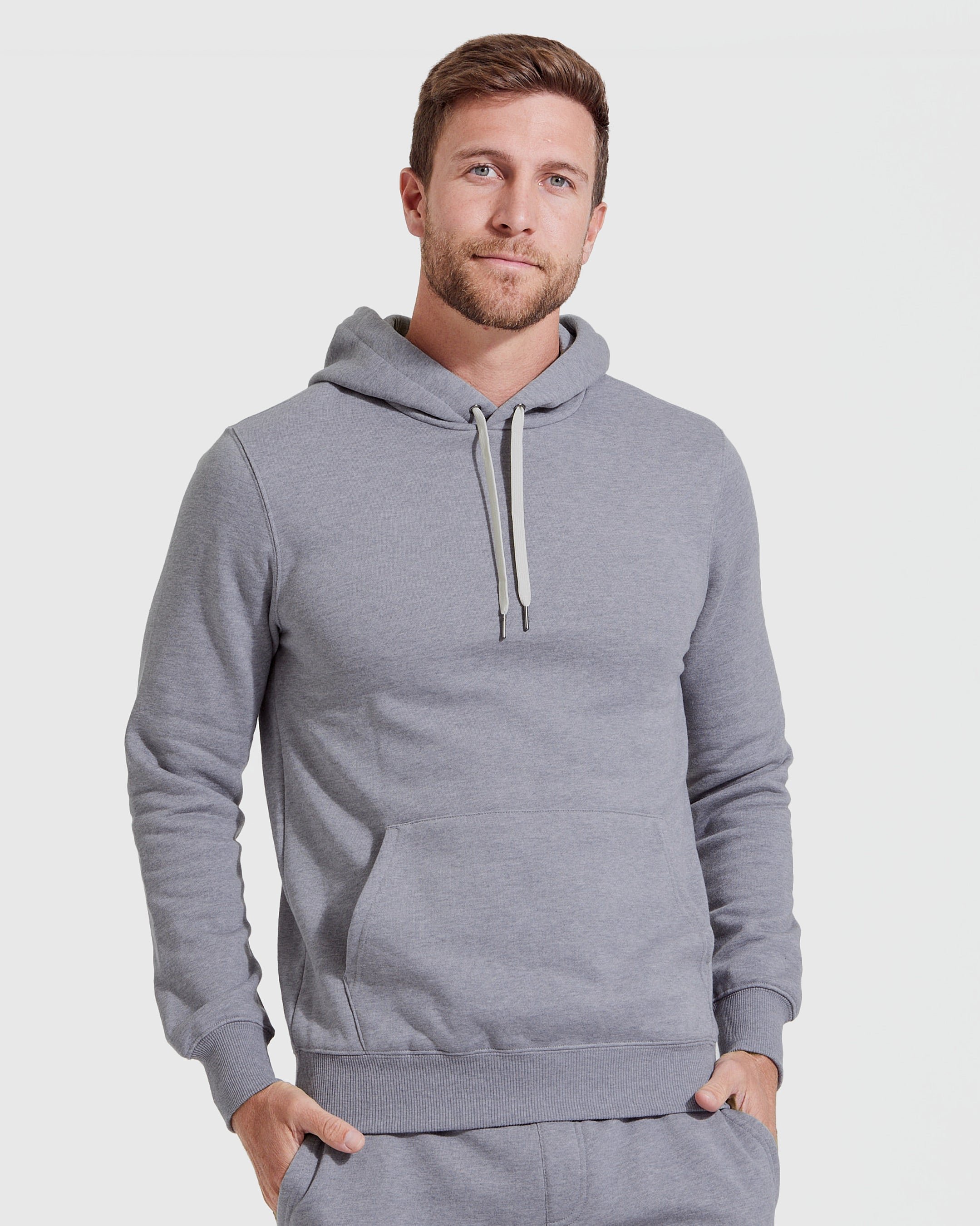 Heather Gray Fleece French Terry Pullover Hoodie
