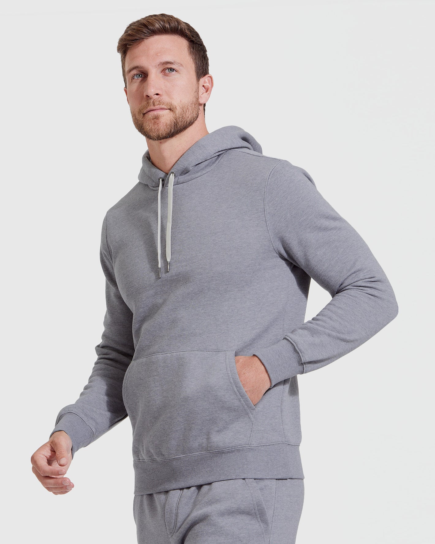 Sweat à capuche à enfiler en tissu-éponge polaire gris chiné