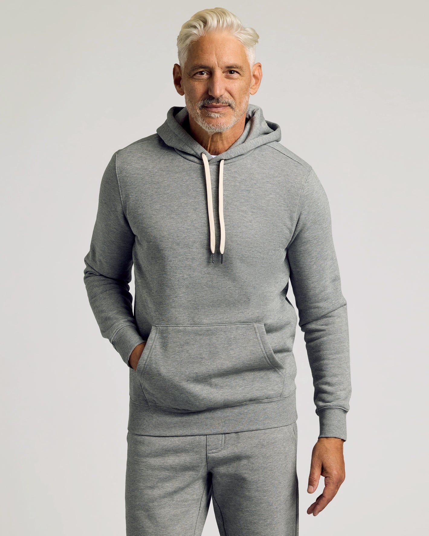 Pack de sudaderas con capucha y jogger gris jaspeado medio de polar jaspeado S SM