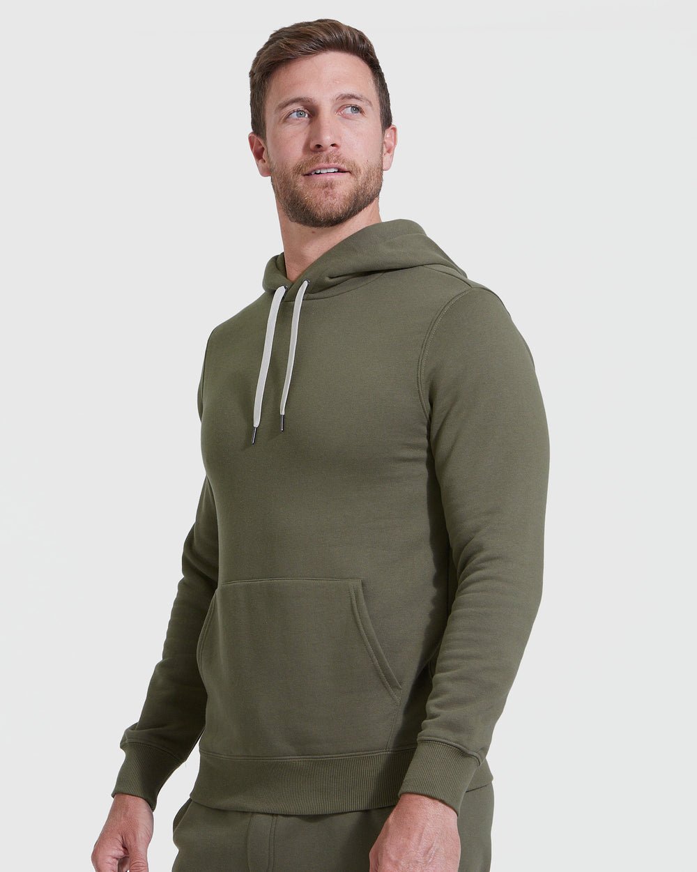 Military Green Fleece French Terry Pullover Hoodie