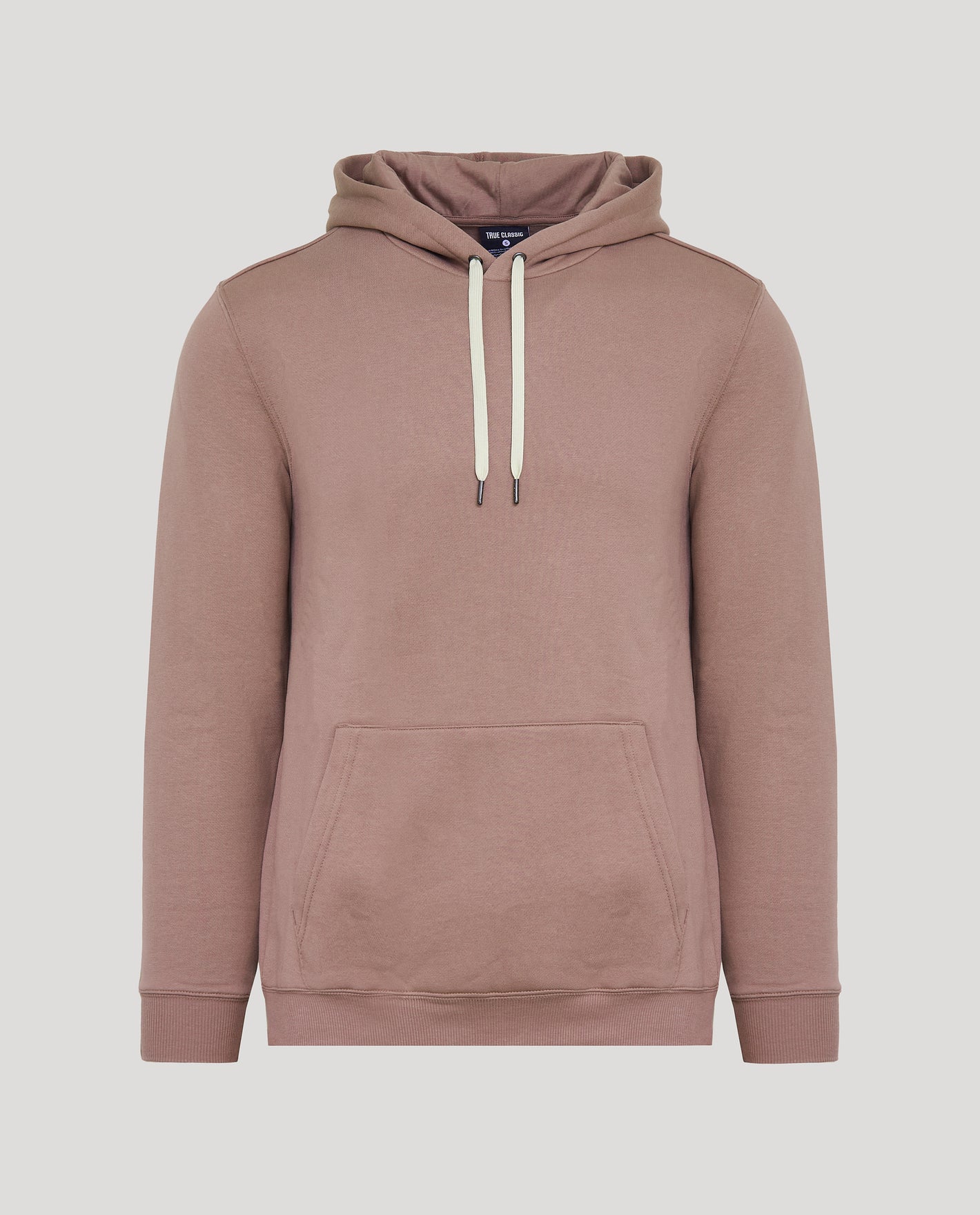Slate Mauve Fleece French Terry Pullover Hoodie with kangaroo pocket.