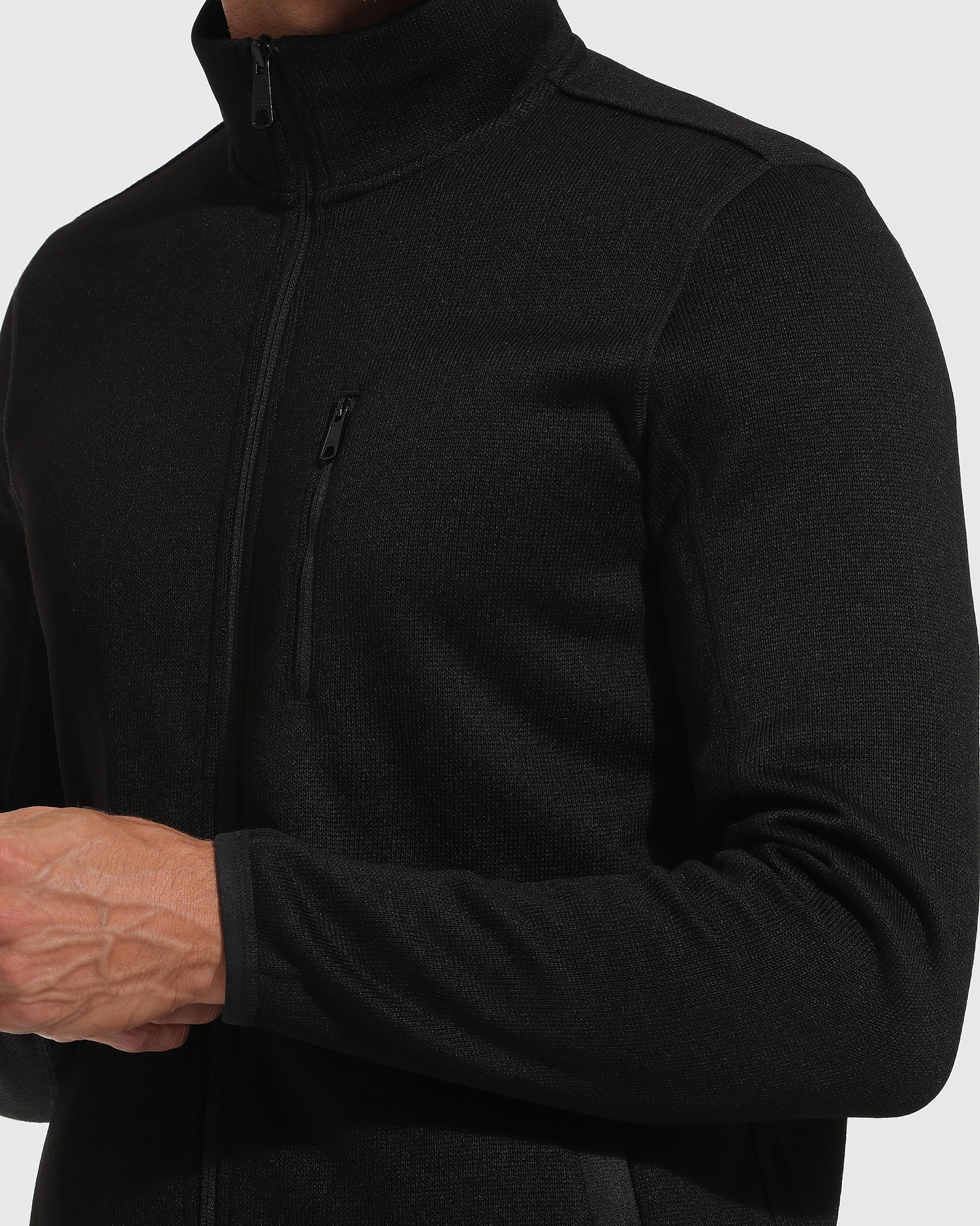 Thermal Black Rocker Fleece Cotton Jacket