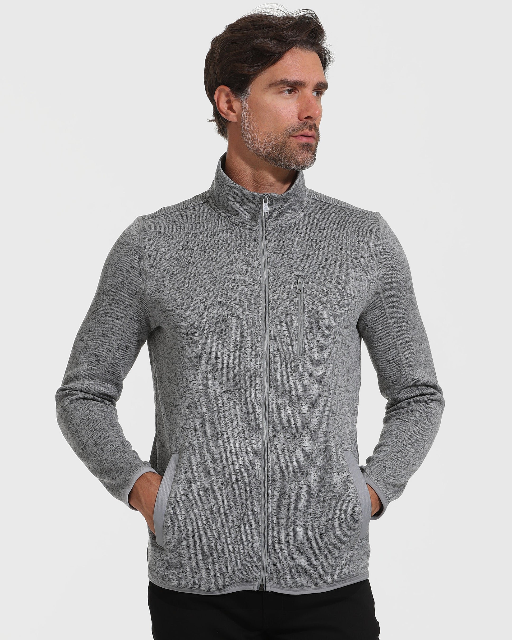 Gray Sweater Fleece Jacket