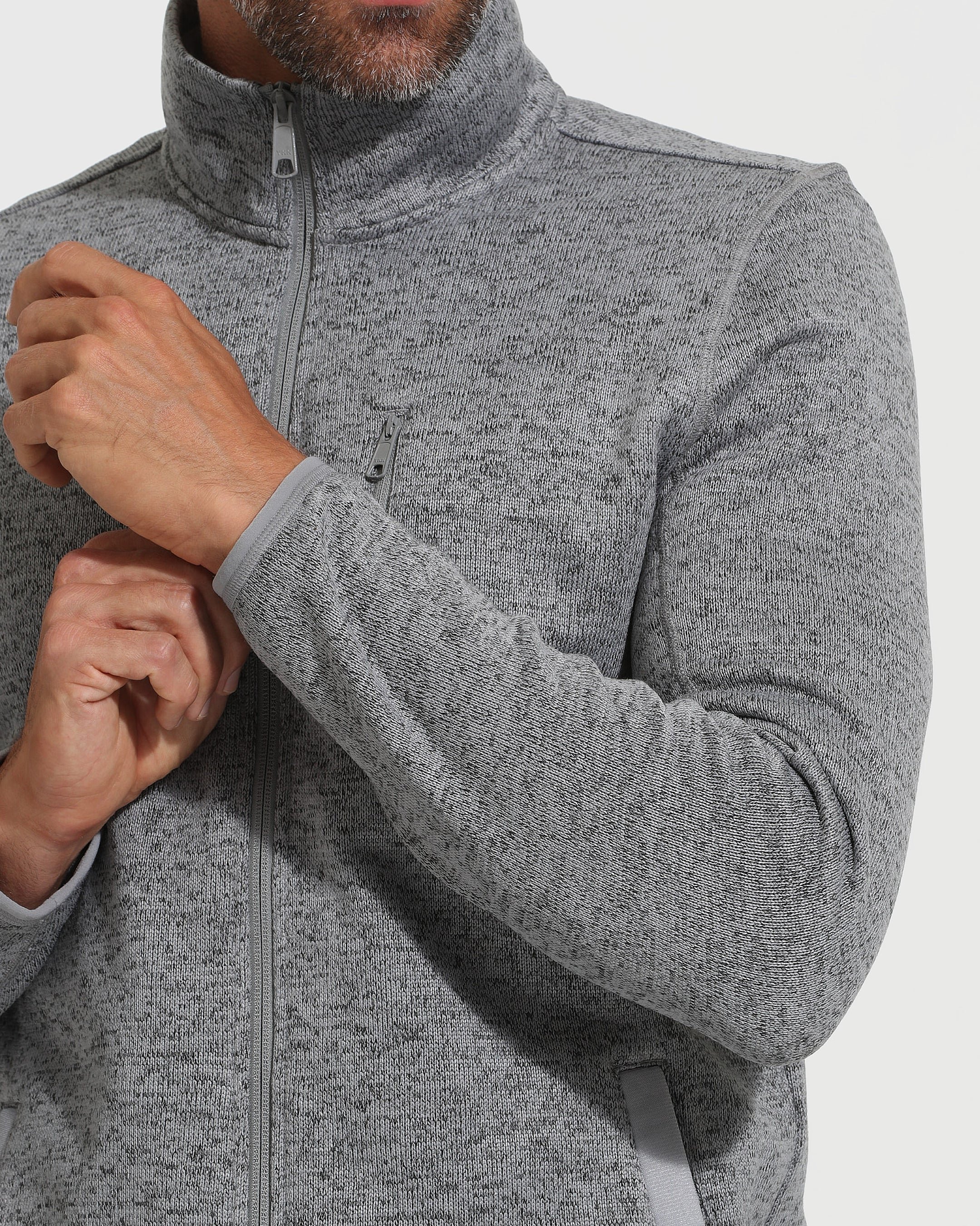 Gray Sweater Fleece Jacket