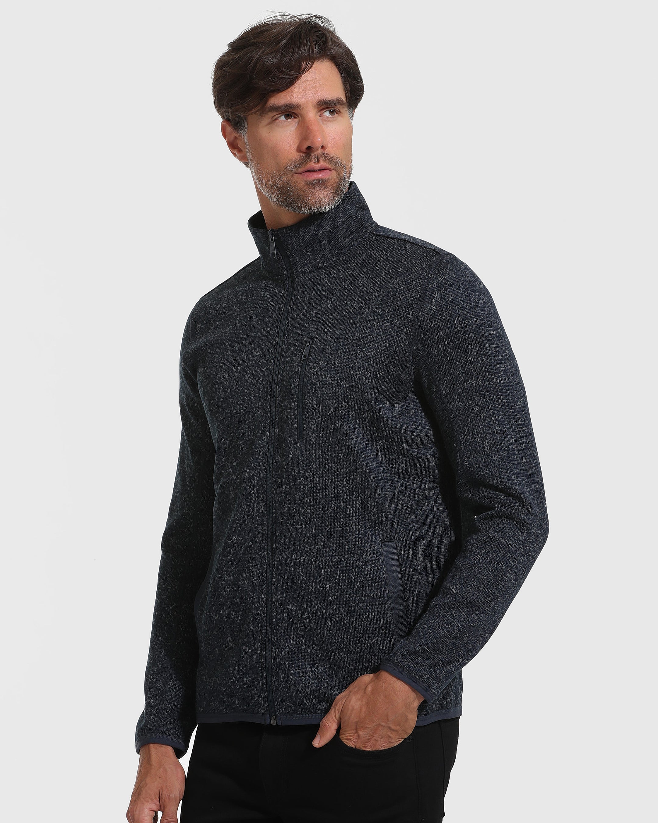 Navy Sweater Fleece Jacket