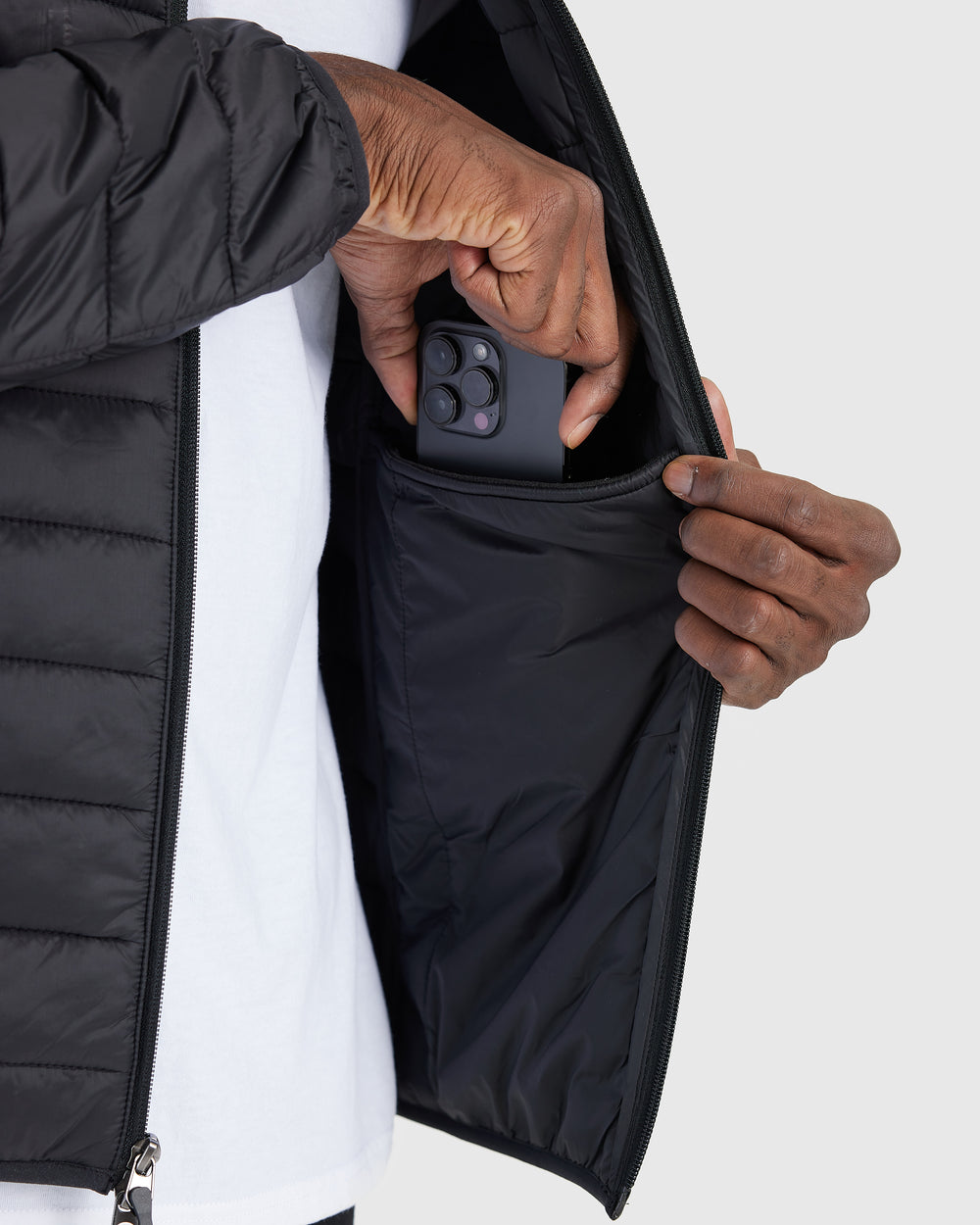 Black puffer work jacket